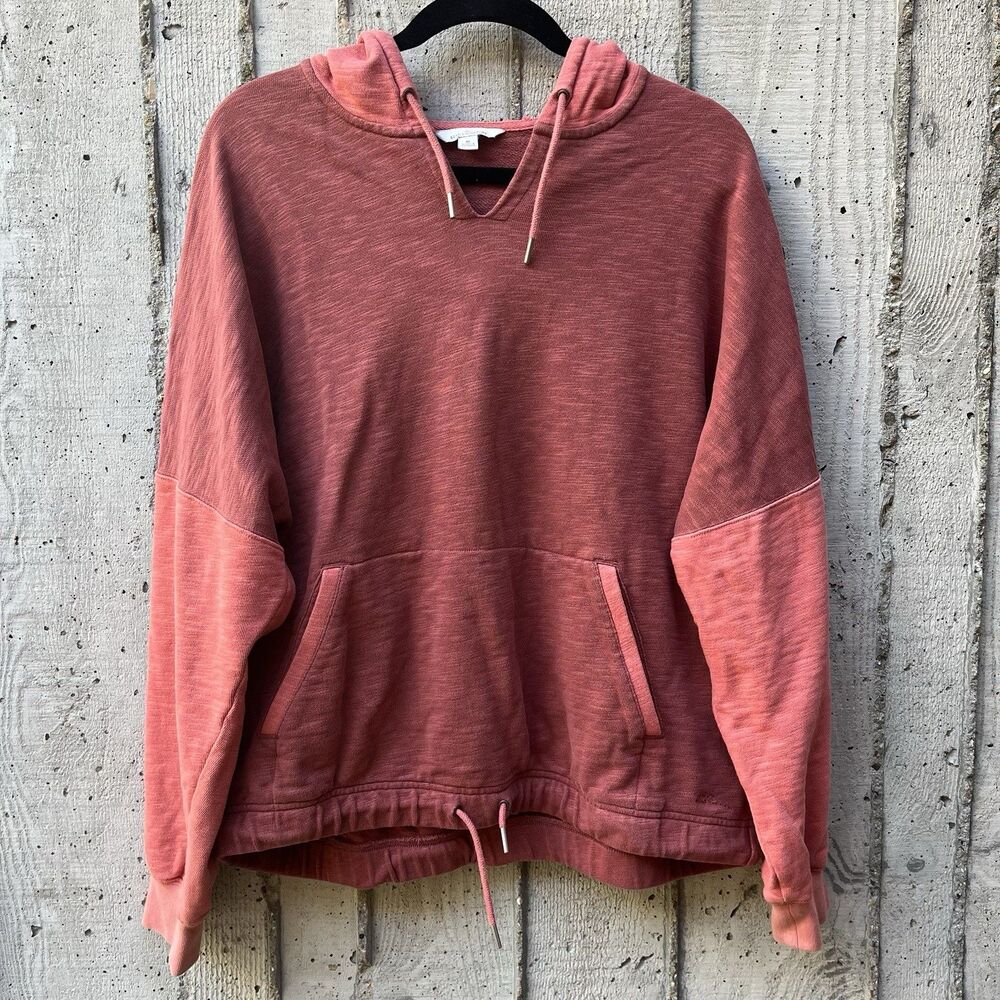 LL Bean Signature Two-Toned Cinched Waist Drawstring Boxy Cropped Hoodie Size M